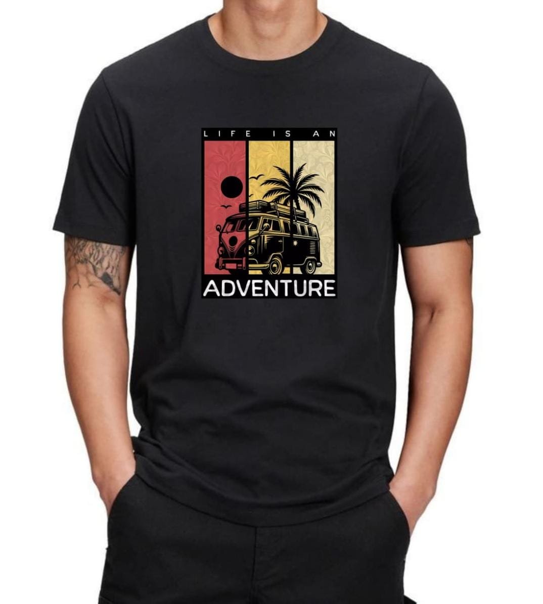 ADVENTURE Printed T-Shirt | Black Color | Standard Quality