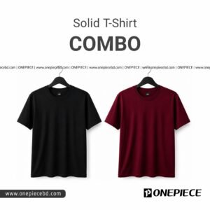 Combo: 2 Pcs Solid T-Shirt (Black+Maroon)