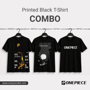 Combo: 3 Pcs Printed T-Shirt (Black)