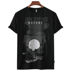 LOOK DEEP INTO Nature Printed T-Shirt | Black