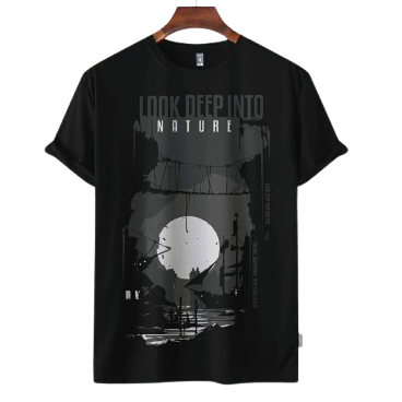 LOOK DEEP INTO Nature Printed T-Shirt | Black